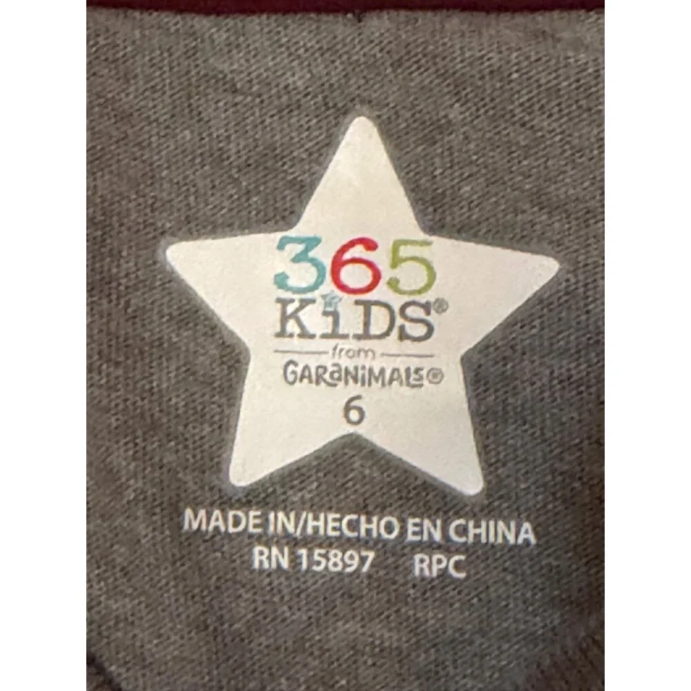 NWOT Garanimals Casual 365 Kids Gray Burgundy Long Sleeve Dinosaur Graphic Tee 6